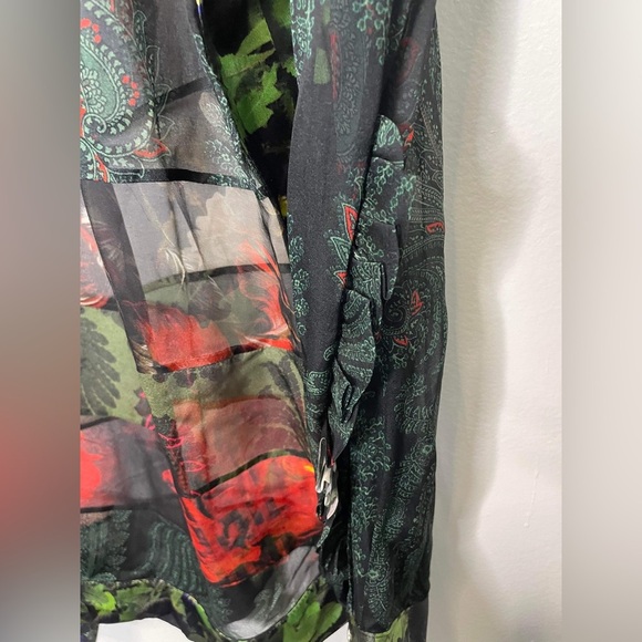 Givenchy Jacket Black Paneled Floral Print Silk Chiffon Size 38 - Picture 7 of 11